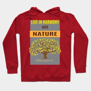 live in harmony with apple tree Hoodie